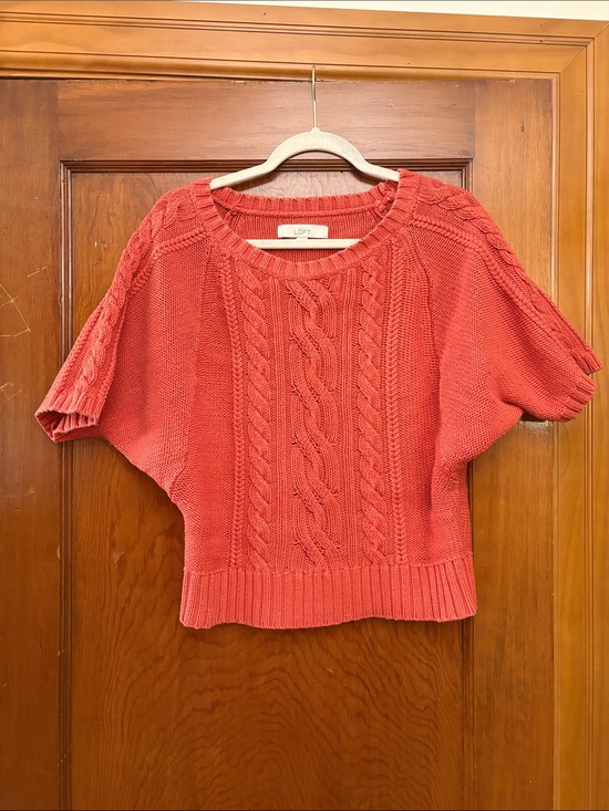 LOFT Sweaters - LOFT Orange Cable Knit Short Sleeve Crewneck Sweater